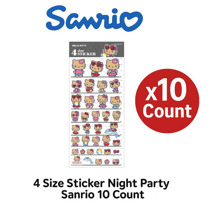 4 尺寸贴纸夜派对 Sanrio 10 张款式 1 1 把