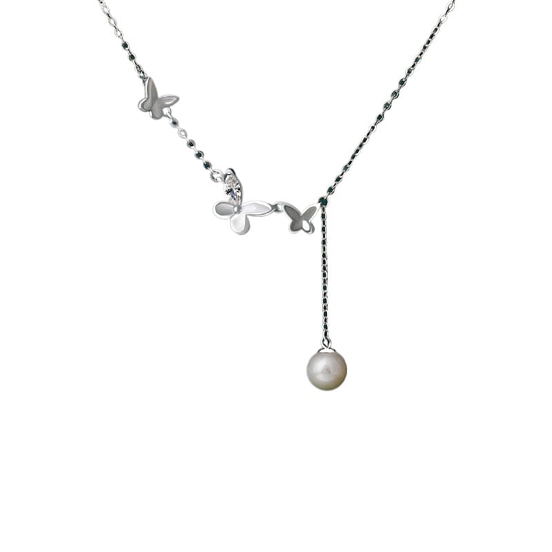 Butterfly necklace water pearl pendant 6.5mm 1 box