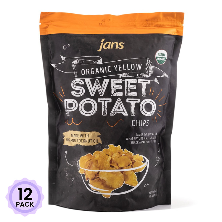 JANS ORGANIC YELLOW SWEET POTATO CHIPS 4 oz*12 pack