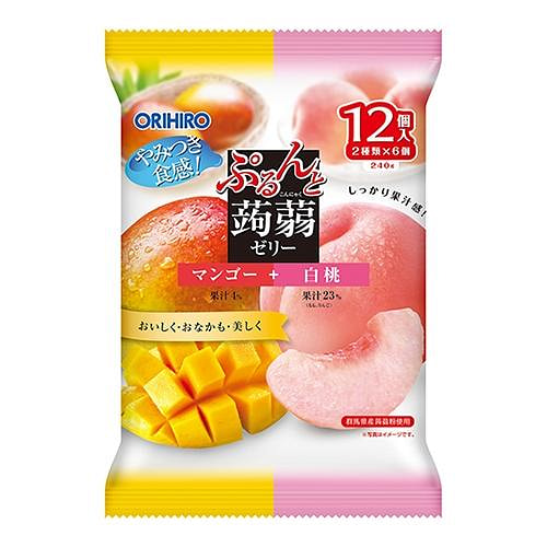 ORIHIRO Konjac Jelly Mango & White Peach 12 Pieces
