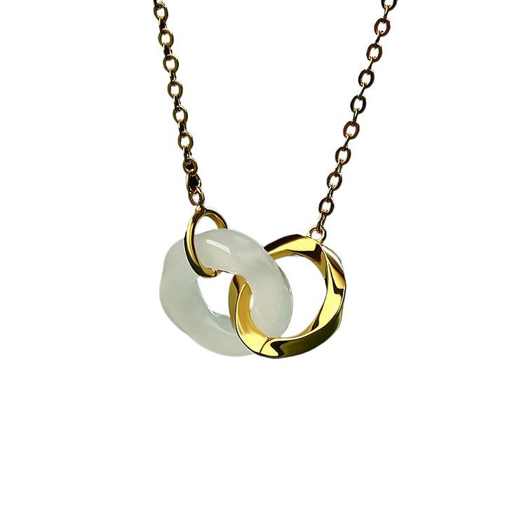 Links Hotan Jade Necklace Gold 13 * 12mm 1 box