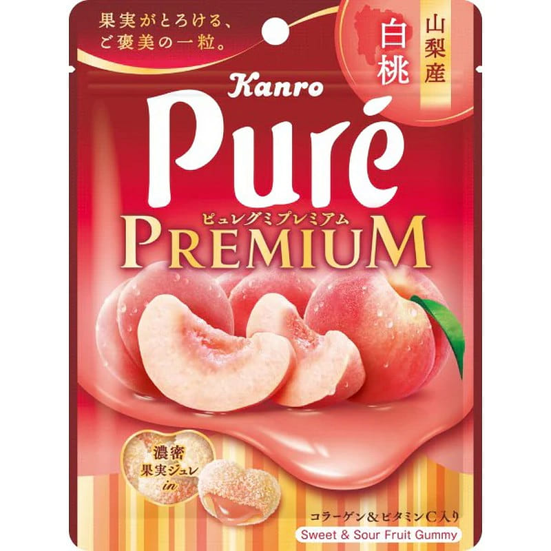 Kanro Pure Gummy Premium Yamanashi White Peach 54g 1 each