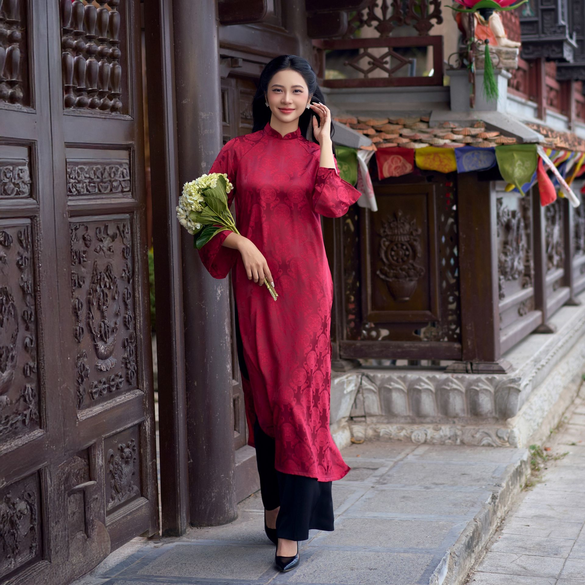 Traditional Ao Dai Red Color Size S 1 each