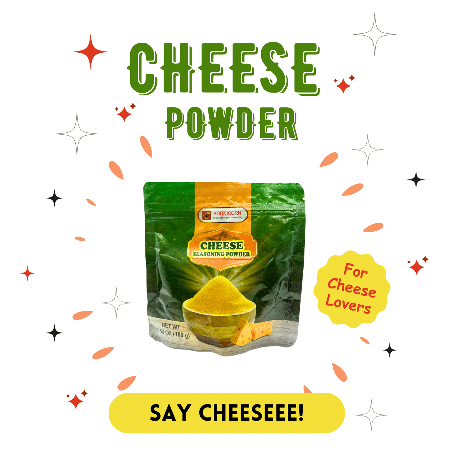 Soonicorn Cheese Seasoning Powder for French Fries, Popcorn Chicken, Wings 100 g