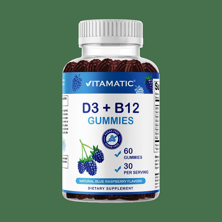 Vitamin D3 + B12 Gummies, 60 Gummies 1 each