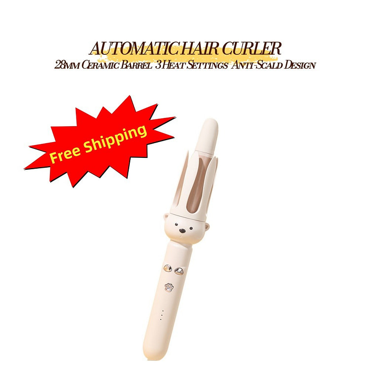 自動巻きカールアイロン 28mm オートカール ヘアアイロン セラミックコーティング 3段階温度調節 160~200℃ やけど防止に配慮した保護カバー