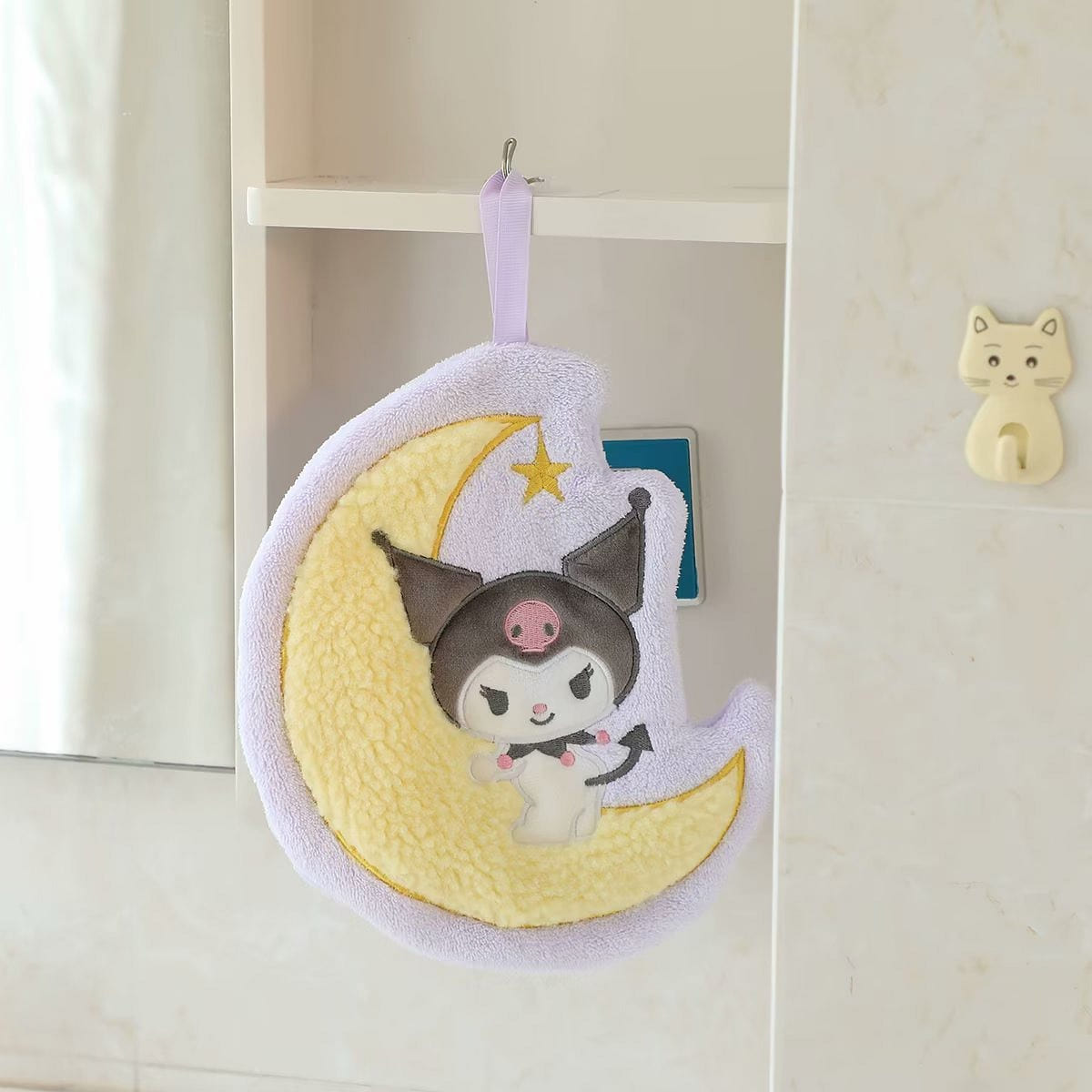 Soft Coral Velvet Hanging Hand Towel/Absorbent Towel – Kuromi 1 each