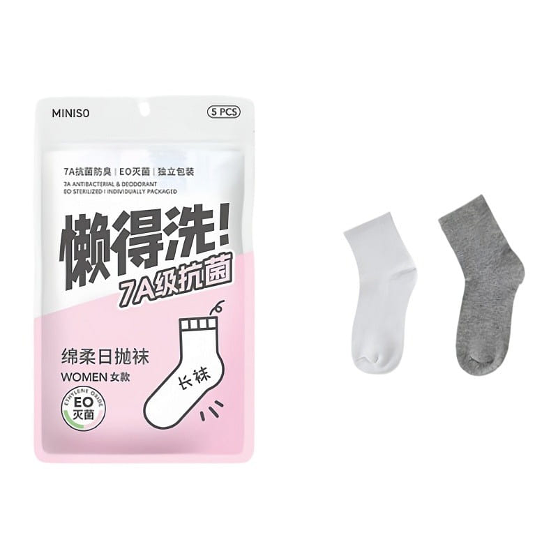 MINISO Women 7AAntibacterial Disposable Sock5Pairs 1 pack
