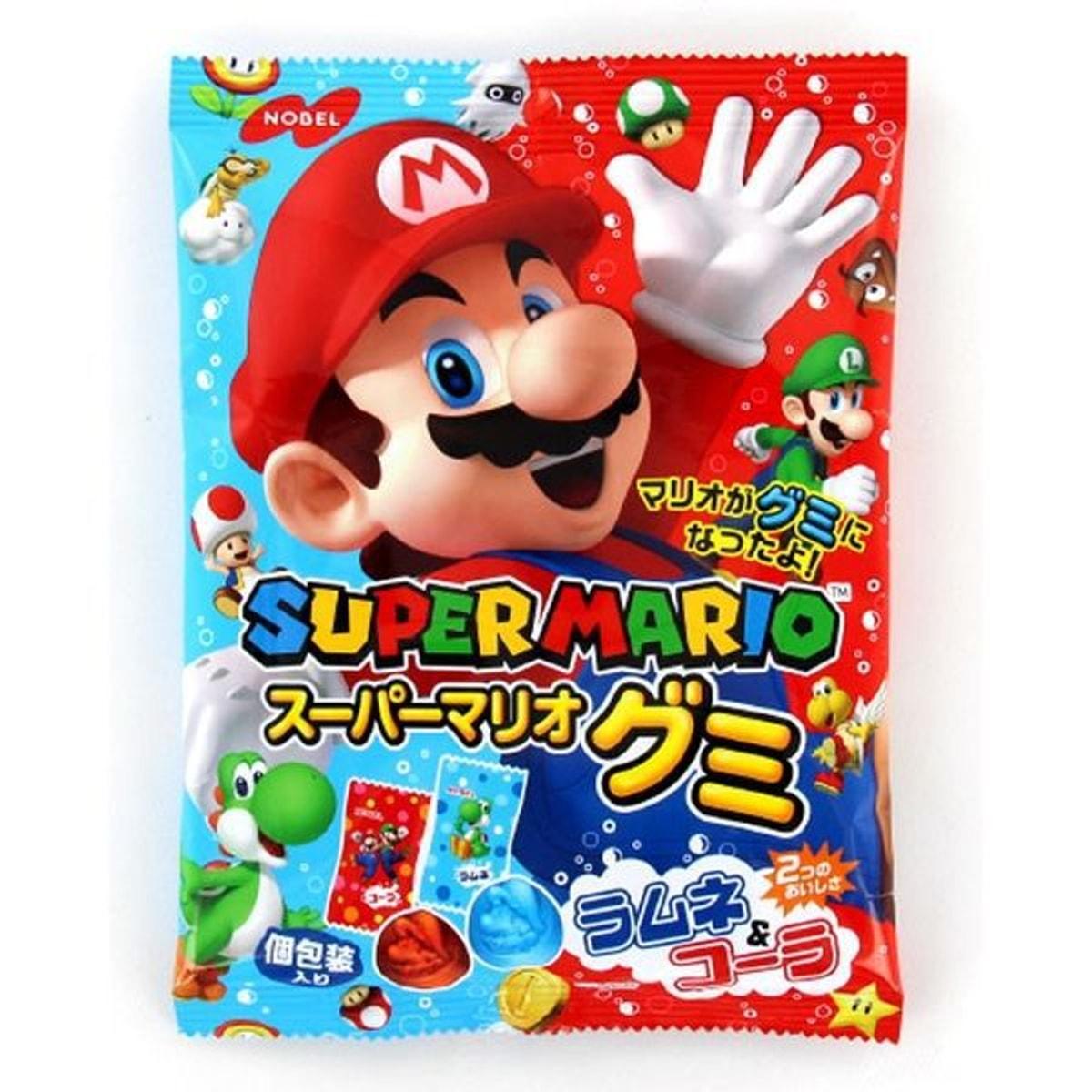 日本直送」ノーベル・スーパーマリオグミ コーラ＆ラムネ味 果汁入り