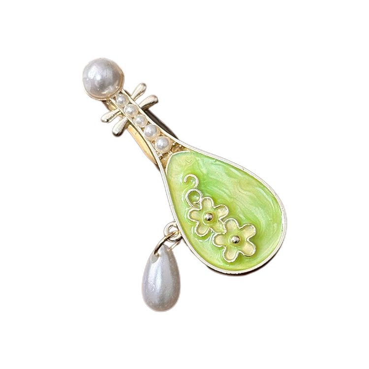 新中式珐琅发夹 国风汉服配饰 高级感头饰- 绿琵琶 1 个