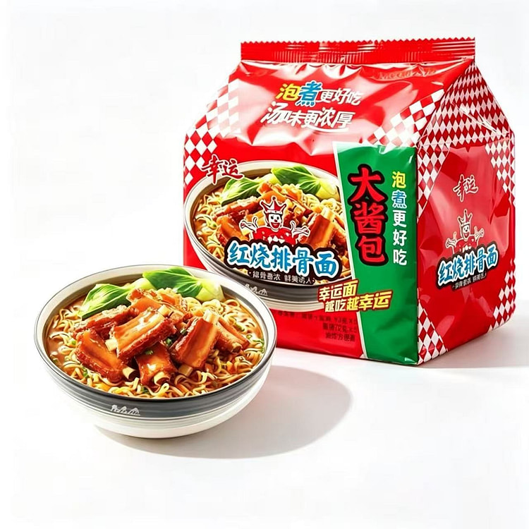 Lucky instant noodles with soy sauce flavour, brai 93 g*5 pack