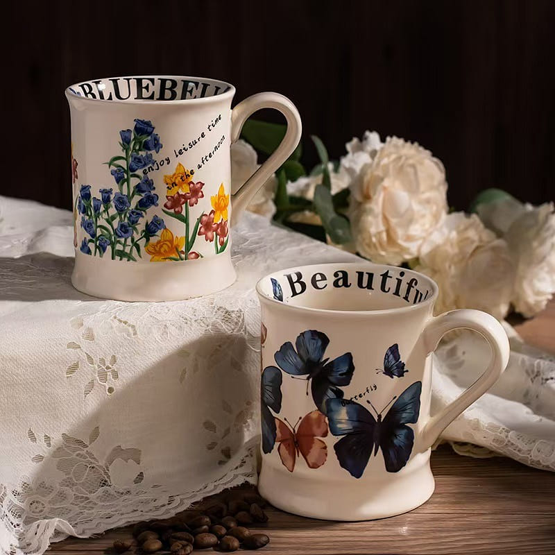 Designer cooperation mug Midnight blue tulip mug Ceramic water cups 2 each