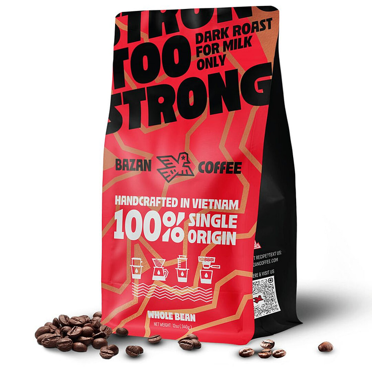 BAZAN COFFEE Too Strong Vietnam Robusta Whole Bean 12 oz
