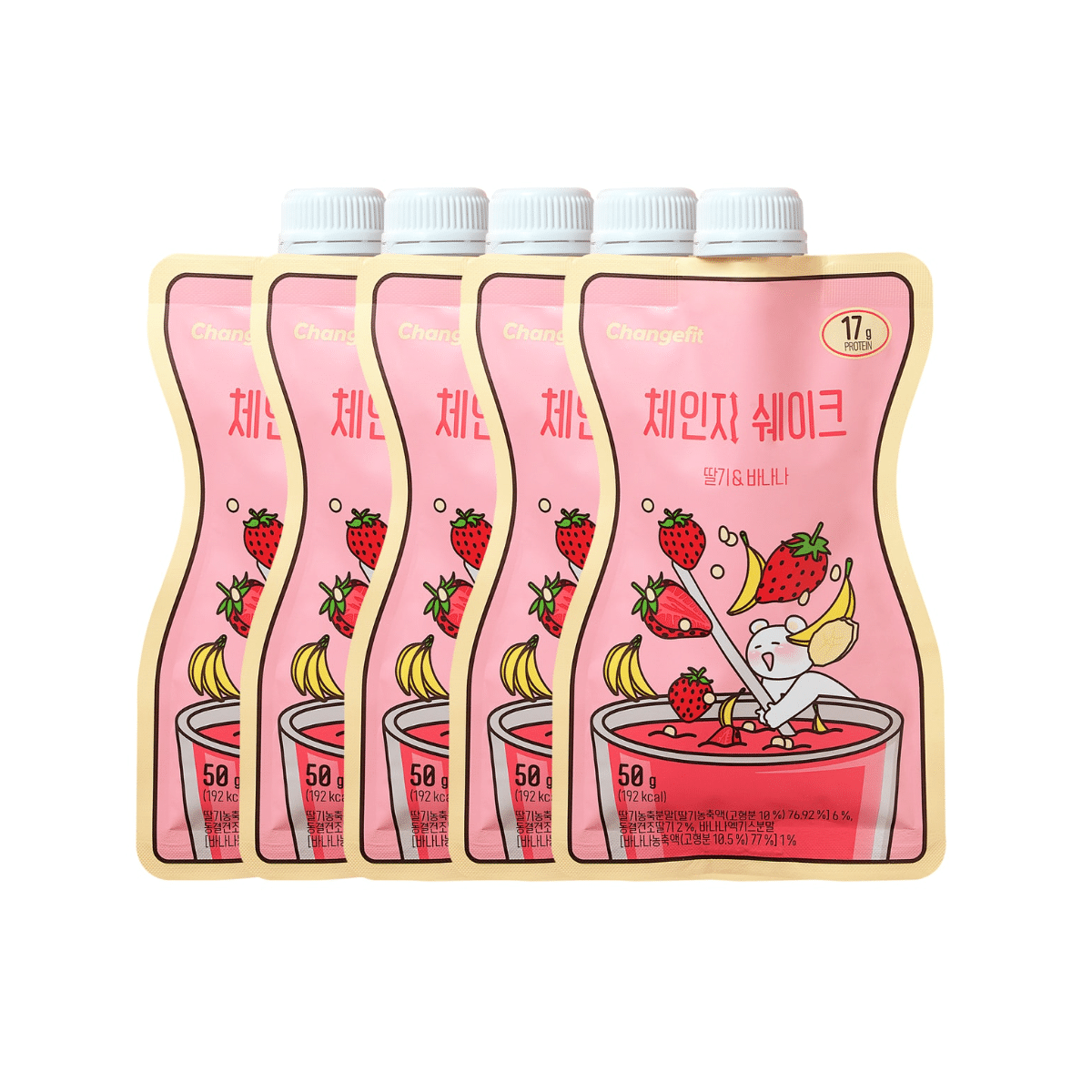 CHANGE FIT Strawberry & Banana On-The-Go Convenient Tasty and Fast Protein Shake 5 개입