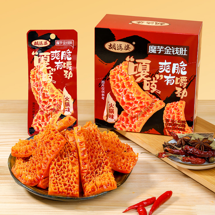 胡婆婆 火锅味魔芋金钱肚素毛肚零食 400g*1盒