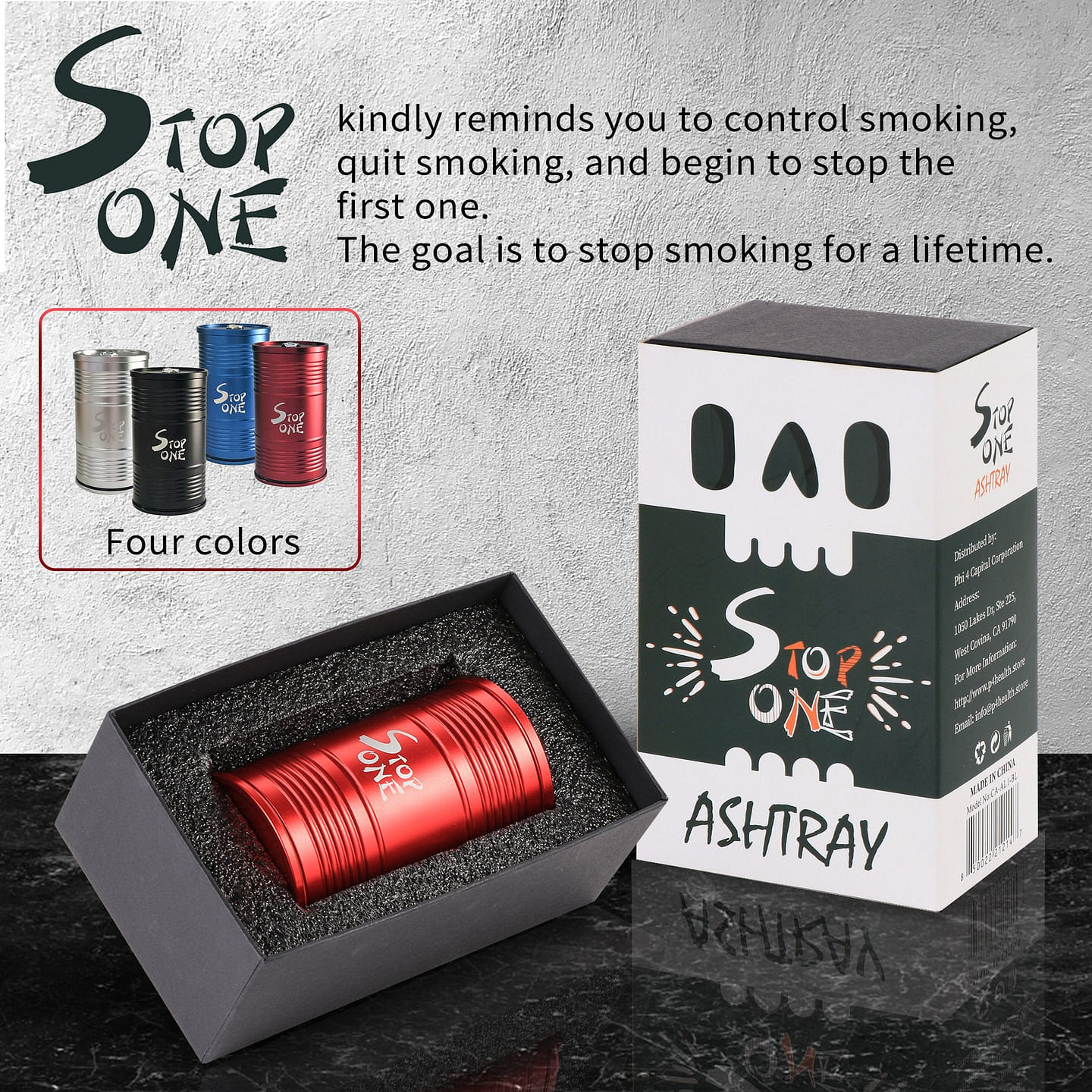 STOP ONE CA-AL1 Portable Car Ashtray with Lid, Red Red 1 each