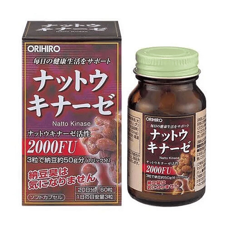 ORIHIRO Nattokinase Active 2000FU Soft Capsules 60 count