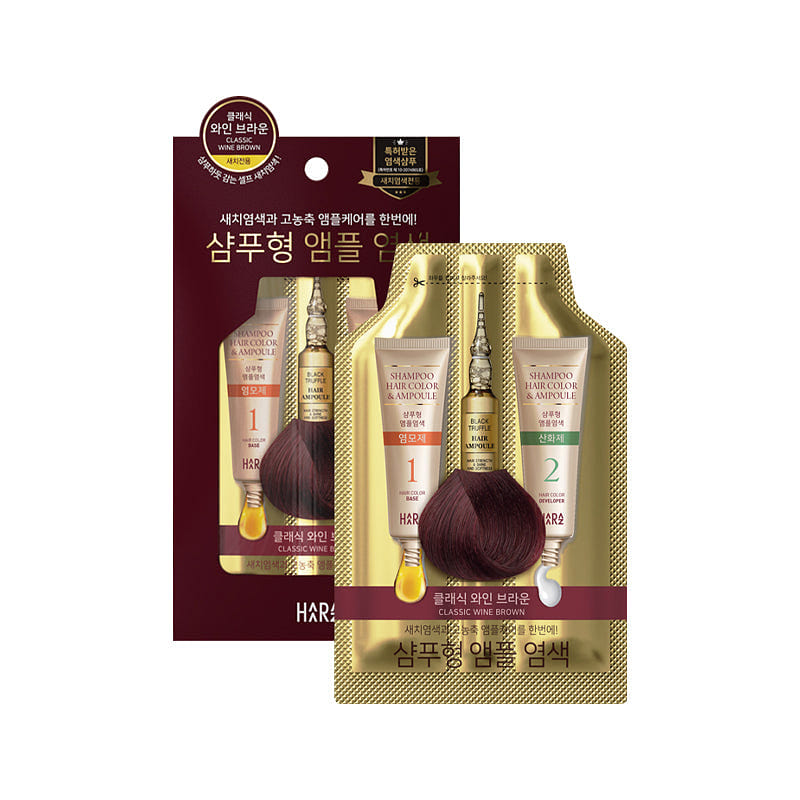HAARAZ Classic Wine Brown Shampoo Hair Color & Ampoule 5pcs 1 each