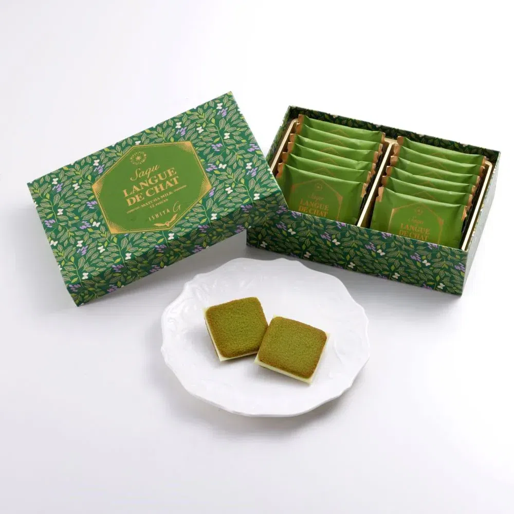 ISHIYA G Saqu Langue De Chat Matcha Milk 12 pcs 1 box