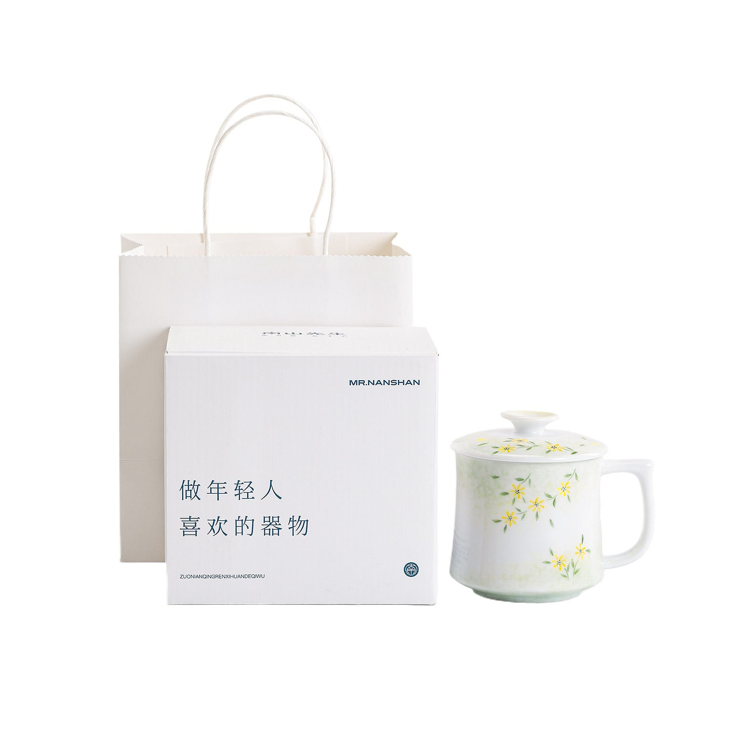 Qingfang Mug Ceramic Cap Water Cup 400ml 1 box