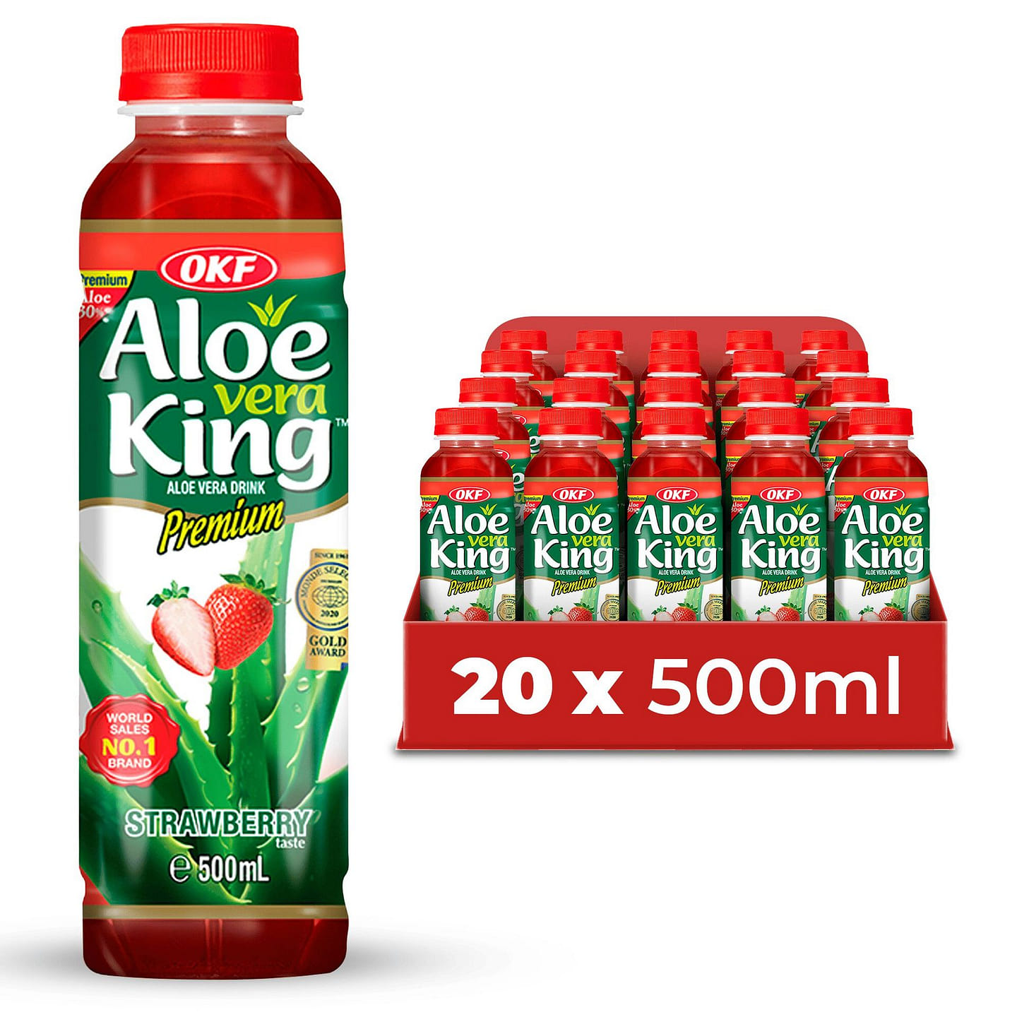 OKF Aloe Vera Drink with Pulp Strawberry -20pk 16.9 fl.oz