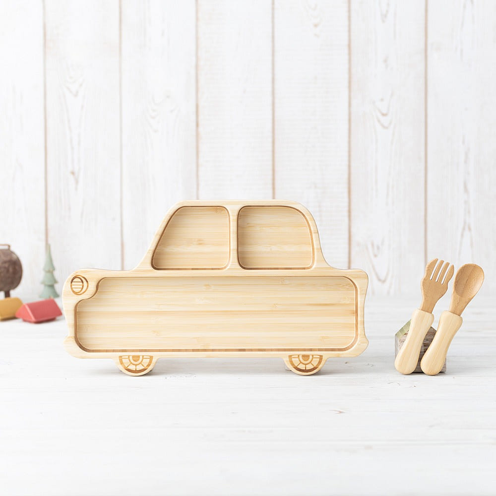 agney Divided Kids Plate , dishwasher-safe bamboo plate made in Japan 1 each