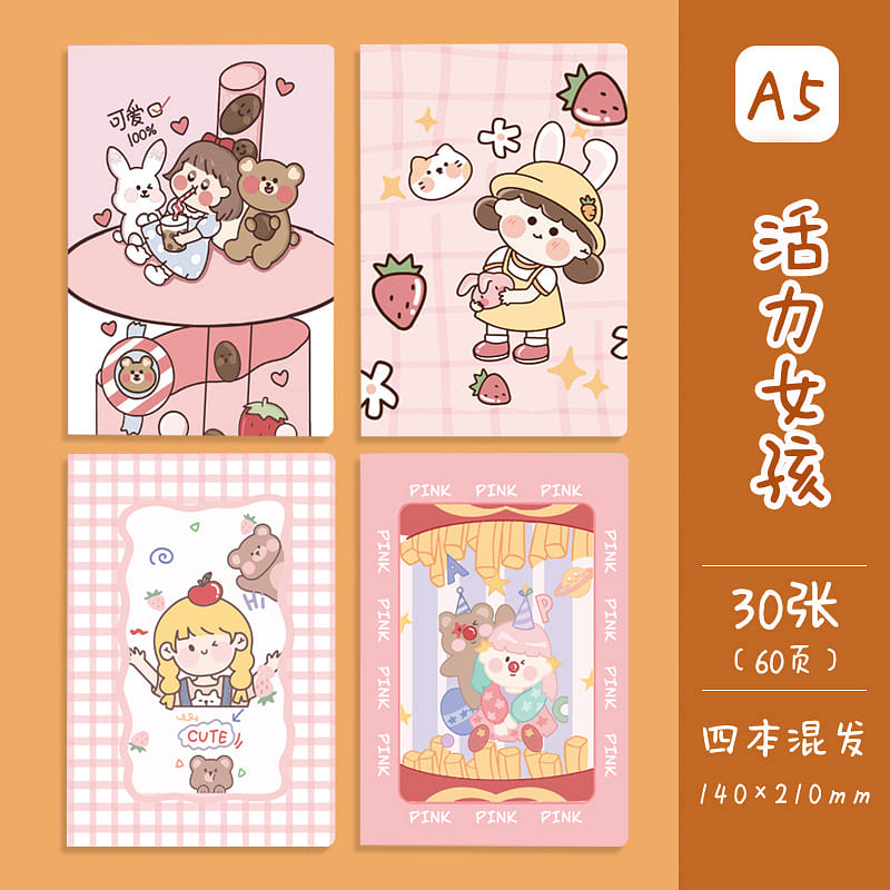 A5 Cute School Notebook – Cheerful Girl 1 each