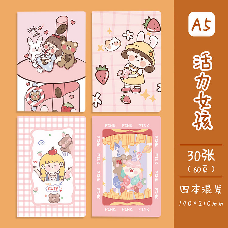 A5 Cute School Notebook - Cheerful Girl 1 each