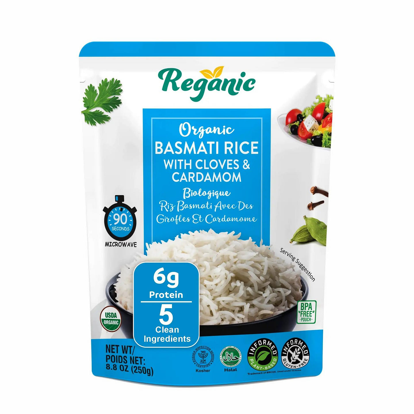 Regganic Basmati Rice, Cloves & Cardamom, Pk6 8.8 oz