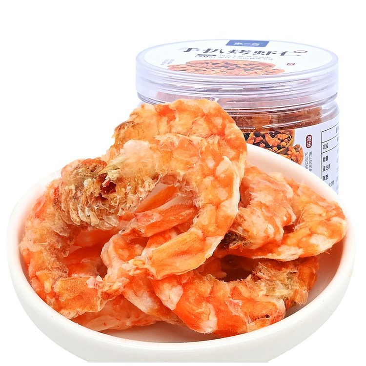 水一方 手扒烤虾仁即食0糖烤虾干特产低脂海味干货小吃 70g*1罐装