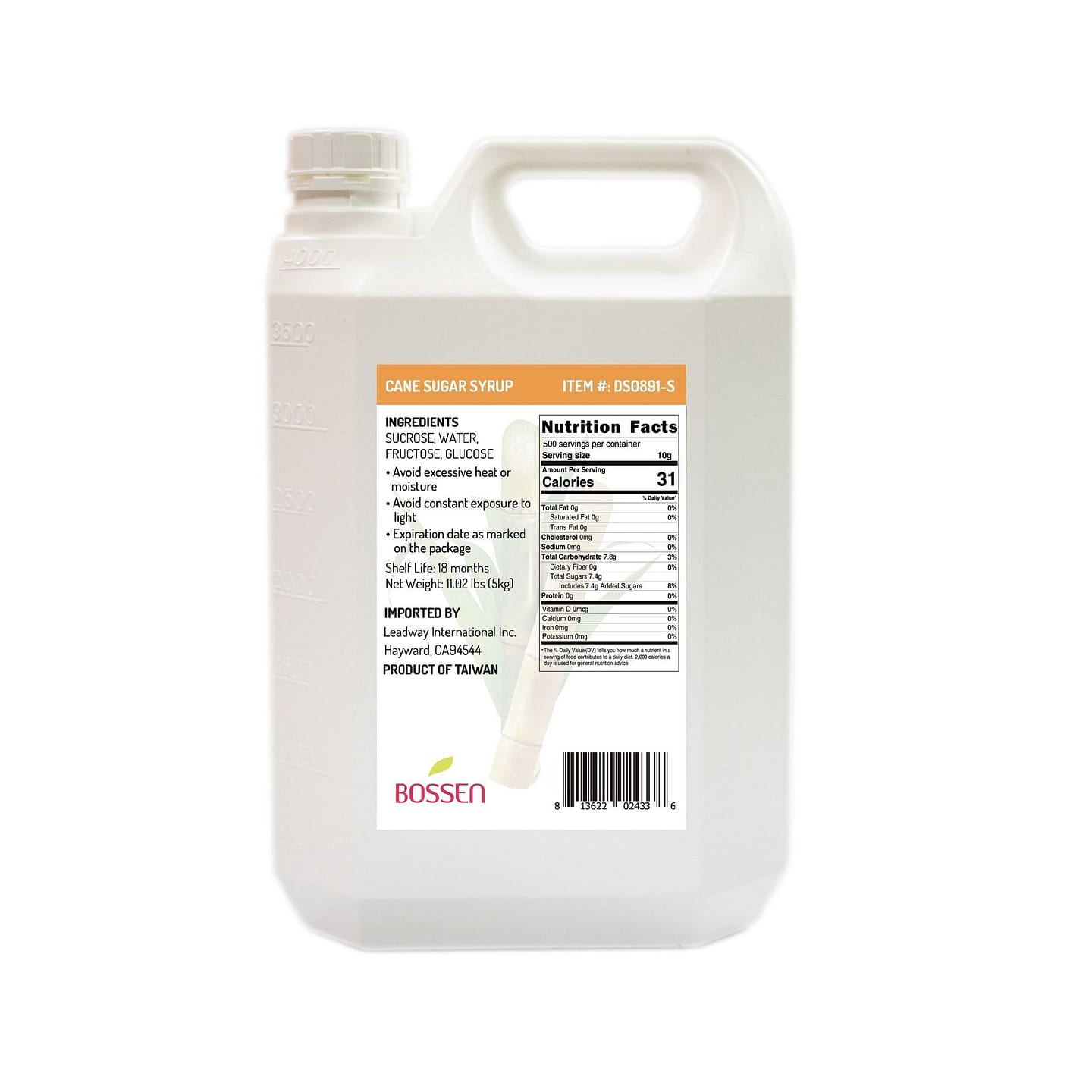 Bossen Cane Sugar Syrup 11 lb Bottle 11 lb
