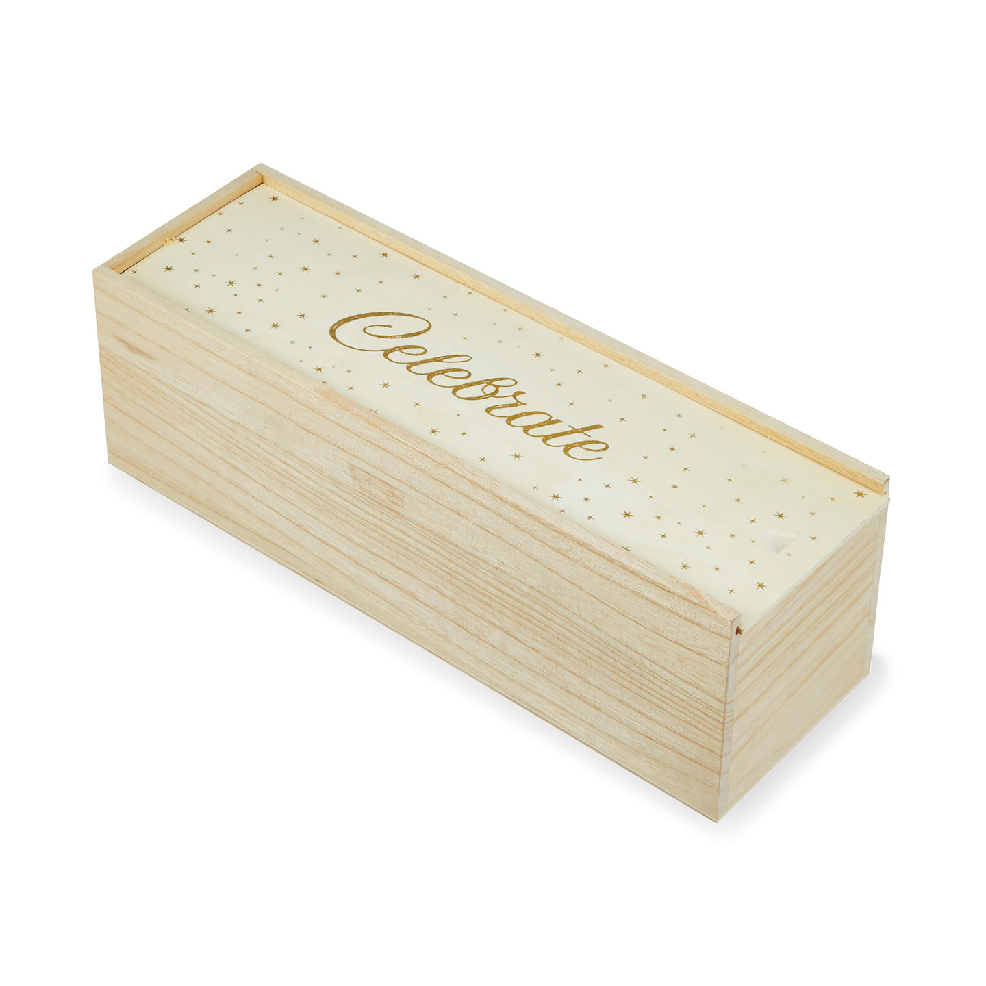 Twine Starlight Single Wooden Decorative Wine Box with Sliding Lid – Wine & Champagne Wooden Bottle Gift Box, Celebrate Gold Accents Liquor Storage Box fits 1-Bottle 1 each