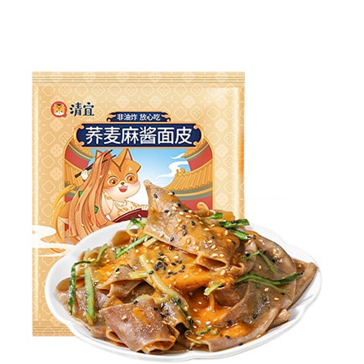 清宜荞麦面皮0无糖精粗粮脂即食低非油炸红油面皮 麻酱味115g*1袋装