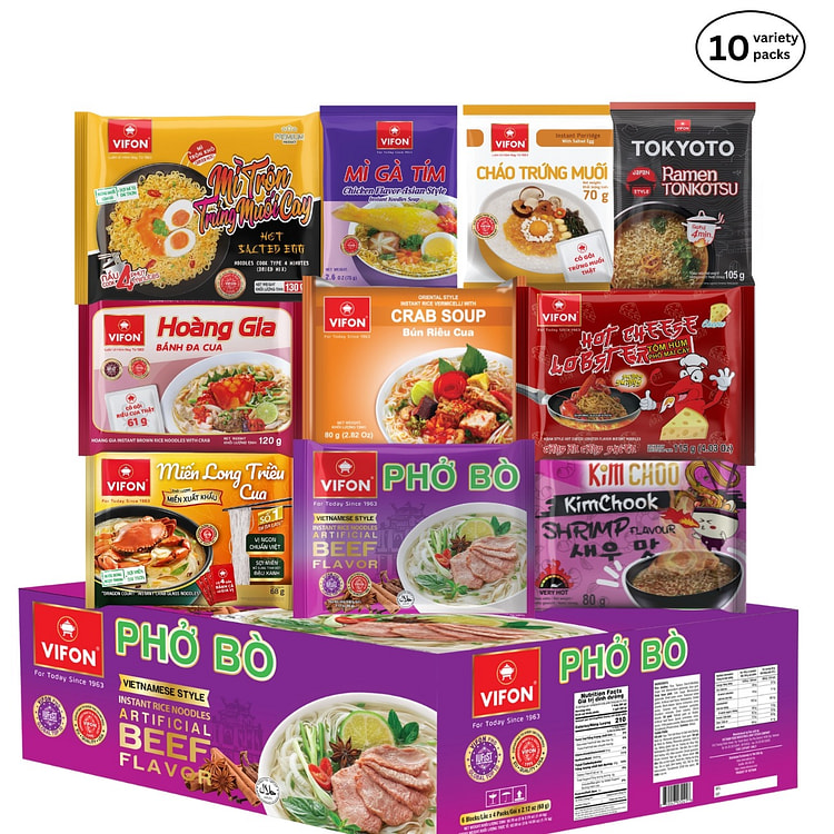 VIFON Vietnamese Instant Noodle Variety 10 Packs