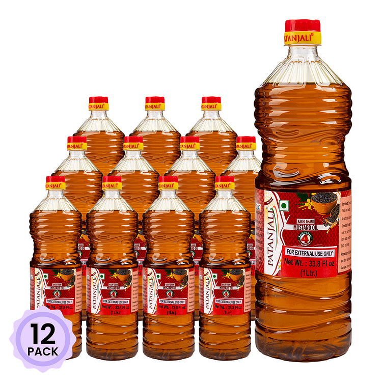 Patanjali Mustard Oil Kachi Ghani 33.8 oz*12 pack