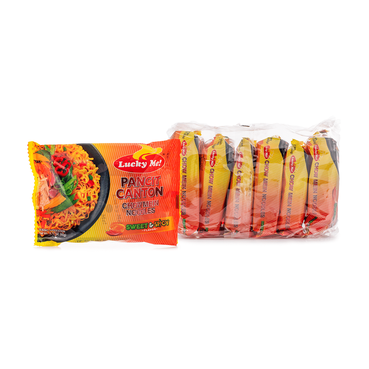 Lucky Me Pancit Canton Sweet & Spicy Flavor 6 pack 65 g*12 pack