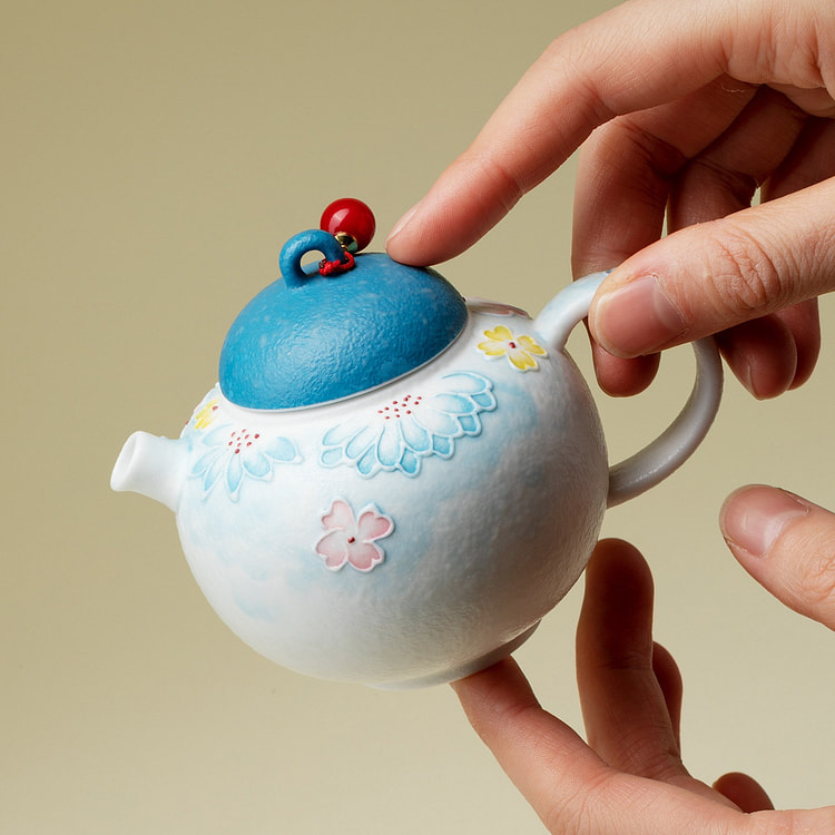 Shuke Chinese Ceramic Teapot Hand Painted white 1 each