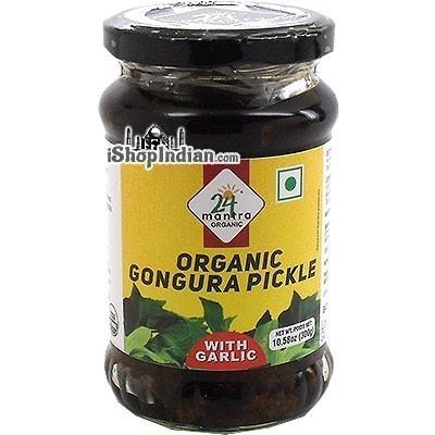 24 Mantra Gongura Pickle with Garlic, 10.58 oz bottle 10.58 ออนซ์