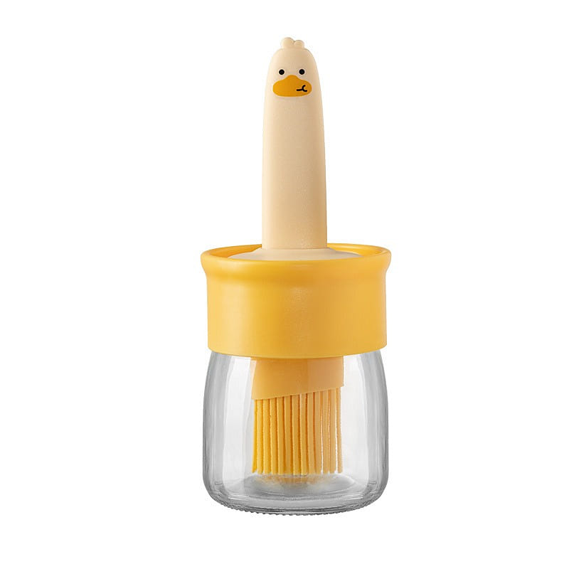 Oil Brush High Temperature Resistant Silicone Oil Brush with Bottle Yellow 1 each