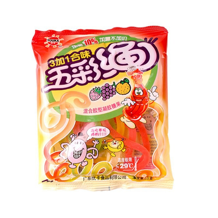 优卡 五彩绳软糖橡皮糖 12g 8090后怀旧糖 1 包