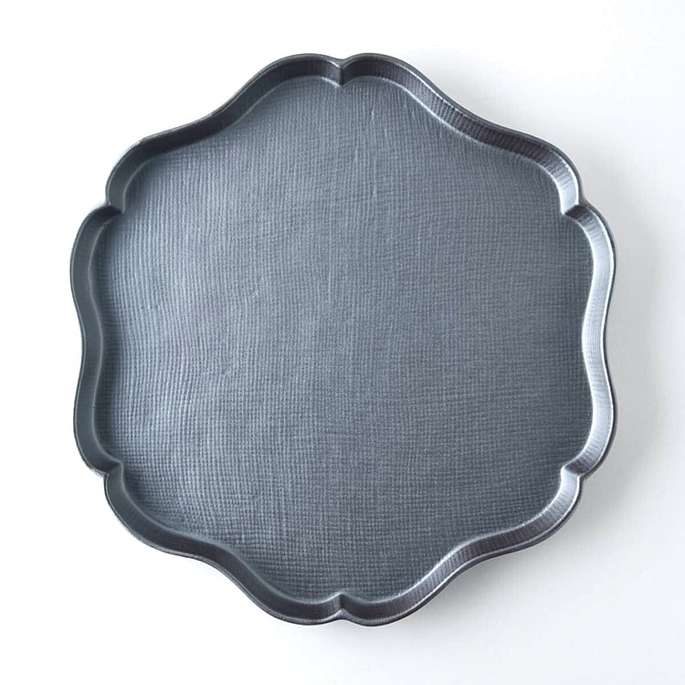 Hana Metallic Textured Mino Ware Plate Metallic Black