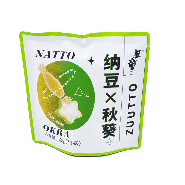 豆童 脆纳豆添加秋葵干零食小吃豆子 50g*1包