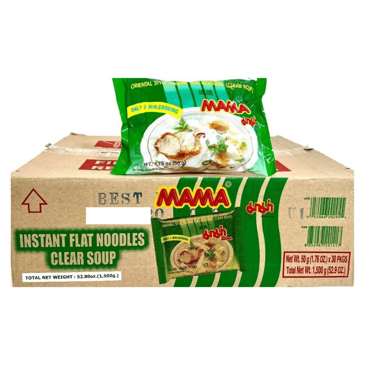 Mama Oriental Flat Noodles Clear Soup 30 packs 1 box