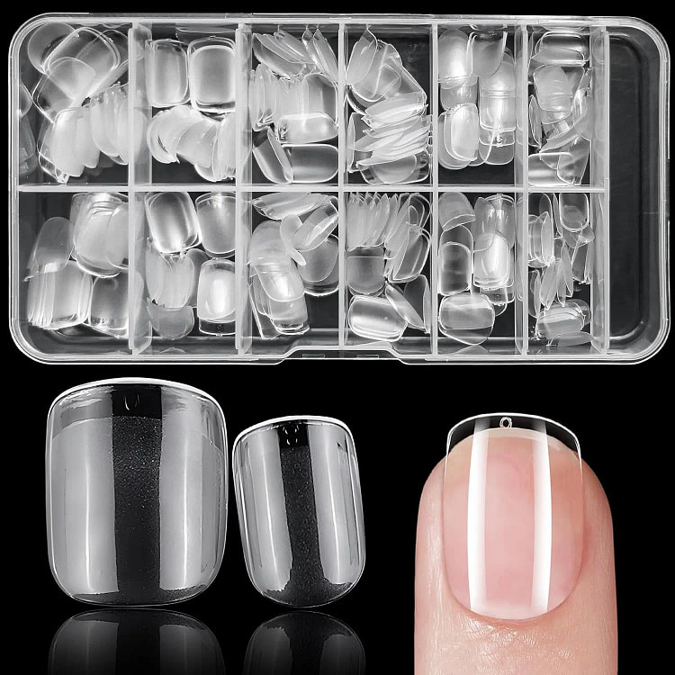 Square Gel Nail Tips Short Fake Nails Clear 240Pc 1 box