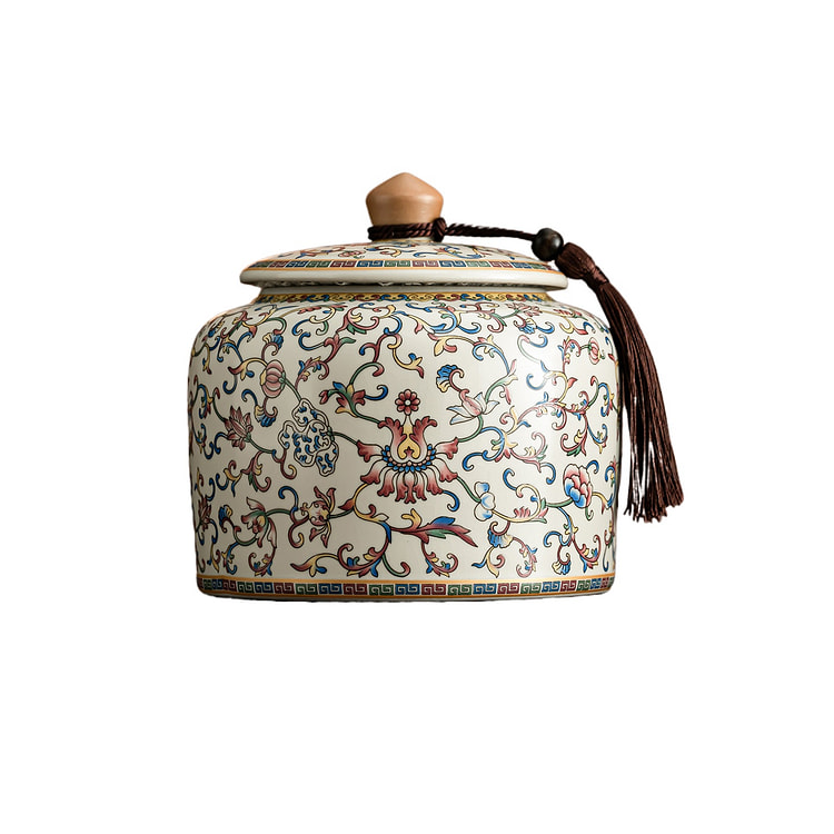 一品仟堂 珐琅彩陶茶叶瓷罐12.3*13厘米 1 盒