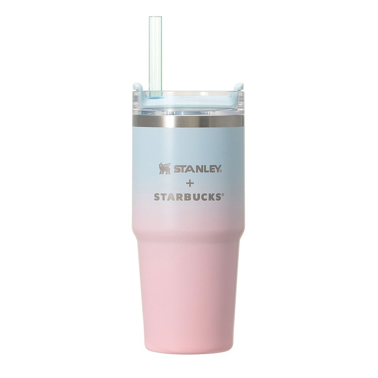 星巴克 不锈钢吸管保温杯 淡粉色渐变色 414ml