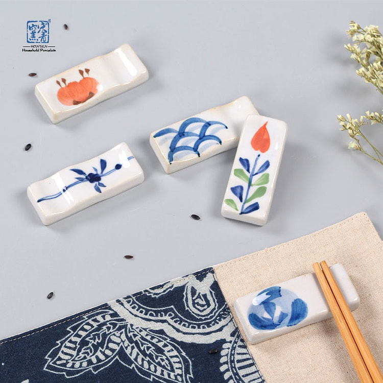 釉下彩 筷子托 和风手绘 随机发货3只装 1 份