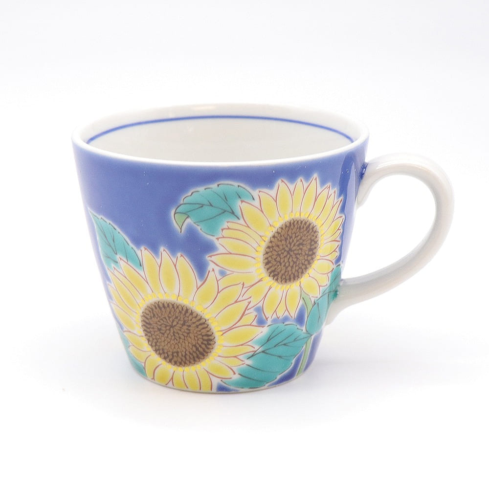 Kutani Ware Handmade Mug Cup (Sunflower, 3.74”x 3.15) 1 each