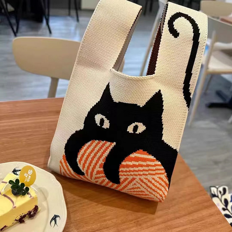 Dark Academia Crochet Cat Purse - Handwoven Merino