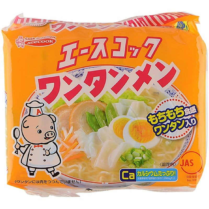 Acecook Wontonmen [Bag noodles 95g x 5 meal packs] 1 each
